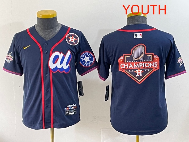 Youth  2025 Houston Astros Blank Drak Blue All star Nike MLB Jersey style 003->youth mlb jersey->Youth Jersey